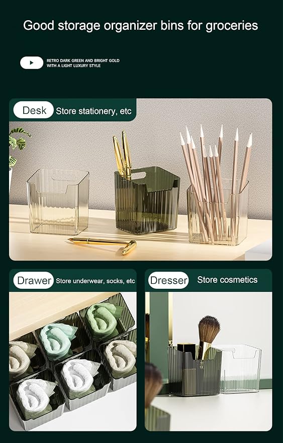 Lae Nuvole 2 Pack Adhesive Wall Storage Bins, Cabinet Door Organizer, Clear | 4 Adhesive Pads, No Drill, Renter Friendly, BPA-Free PET, Stackable; for Fridge, Kitchen, Bathroom, Countertops, Pantry - Image 3