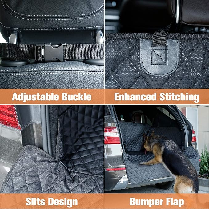 PETICON Dog Car Seat Cover and Cargo Liner, Nonslip Durable Pet Back Seat Bench Cover and Waterproof Pet Cargo Cover for Cars, Trucks, SUVs, Jeep, Bundle - Image 6