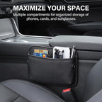 2 PCS Leather Car Seat side Pocket Organizer, Multifunctional Car Seat Gap Storage Pouch, Auto Console Side Organizer Holder for Phones, Keys, Sunglasses & Wallets (Black) - Image 3