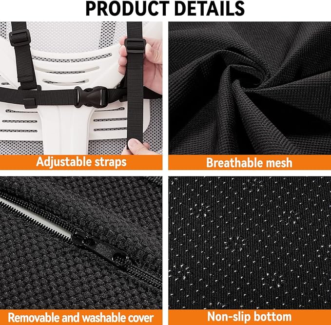 Lumbar Support Pillow for Car,Back Support for Car Seat Cushion,Adjustable Straps Securely Fixed Car Lumbar Support Pillow for Office Chair (Gray for Office Chair) - Image 5
