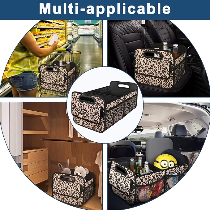 Deosk Trunk Organizer and Storage with Reinforced Handles,Car Accessories for Women/Men 50L Waterproof Polyester Trunk Organzier for Car/SUV/Minivan/Truck(Medium,Leopard print) - Image 6
