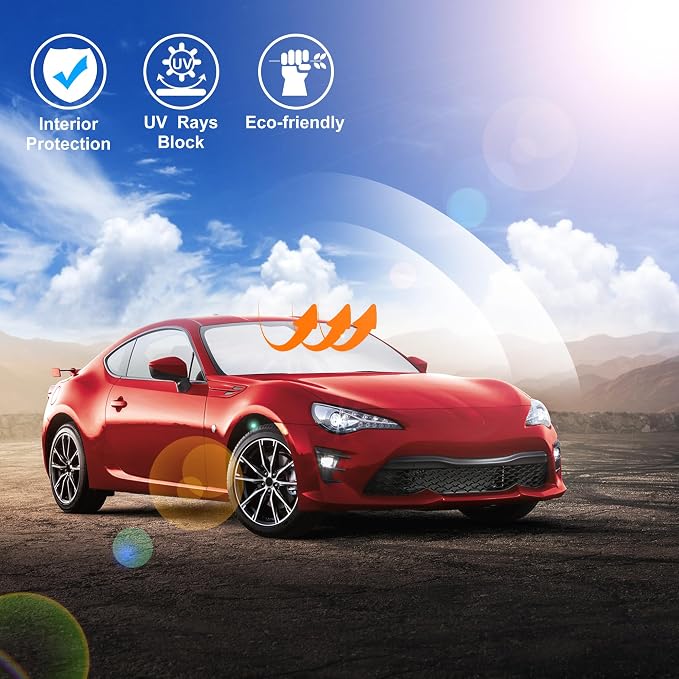 Windshield Sun Shade for 2017-2021 Toyota 86/2022-2023 GR86 | Full covered, Foldable & Durable, Block UV Rays, Reduce Heat, Easy to install, Keep Car Cooler - Image 5