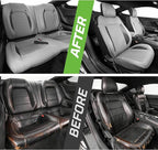 Custom Leather Car Seat Covers for Ford Mustang 2015-2023 Coupe,Gray/Black | Full Coverage Waterproof Car Seat Protector,Front & Rear Full Set,Split Backrest Compatible,Wear-Resistant,Airbag Compatible - Image 9