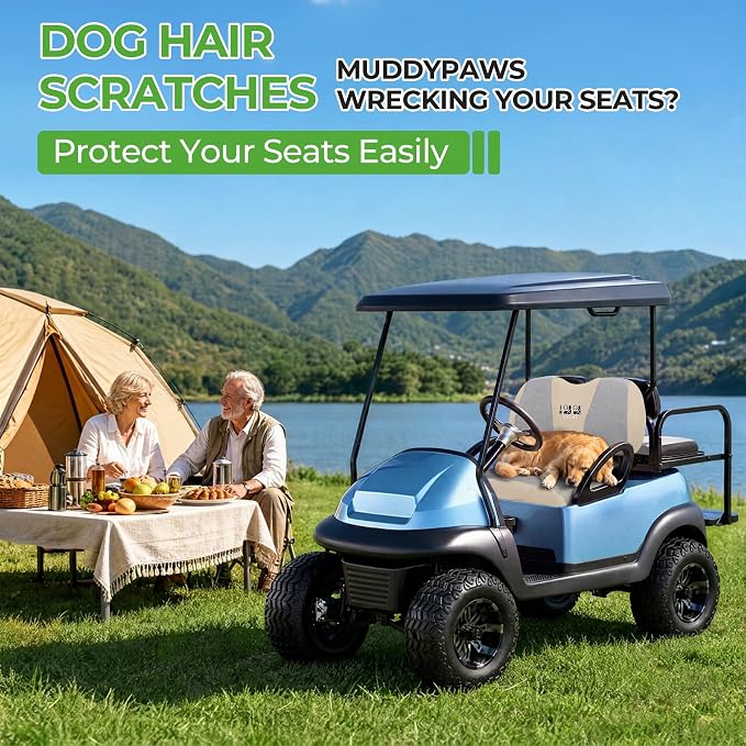 10L0L Golf Cart Seat Covers for Yamaha EZGO Club Car Seat Towel Cushion | Breathable Mesh All-Season Front/Rear Seat Blanket, UV Resistant, Cool Comfort, Machine Washable, Easy On, Great Golf Gift - Image 7
