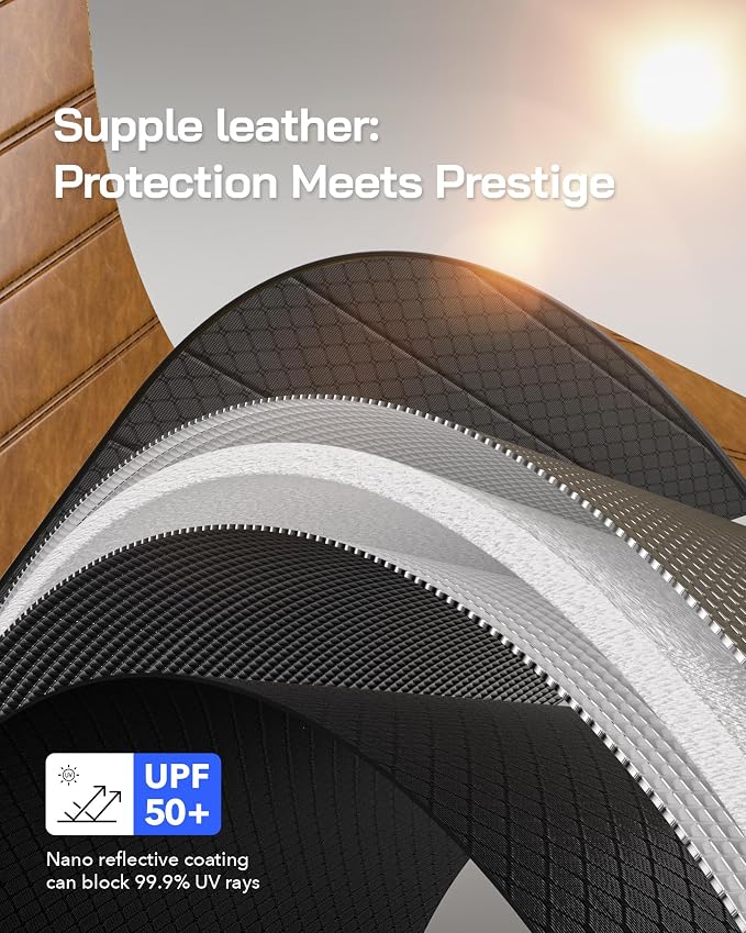 Pigenius Windshield Sunshade for Honda Accord 2023-2026, Custom Front Window Sun Shade - Leather - Image 5