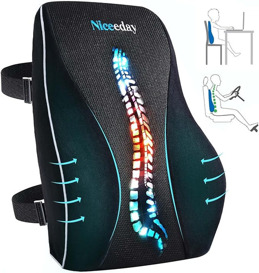 Niceeday Lumbar Support Pillow for Office Chair Car Back Support Pillow, Memory Foam Gaming Chair Desk Chair Back Cushion for Lower Back Pain Relief, Ergonomic Back Rest,Office Home Essentials by NICEEDAYBRAND