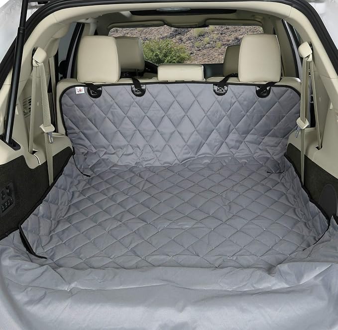 4Knines Heavy-Duty SUV Cargo Liner for Dogs, Grey Large | K9-Shield waterproof layer, non-slip backing, quick-release clips for easy install and cleanup. Machine washable. by 4Knines