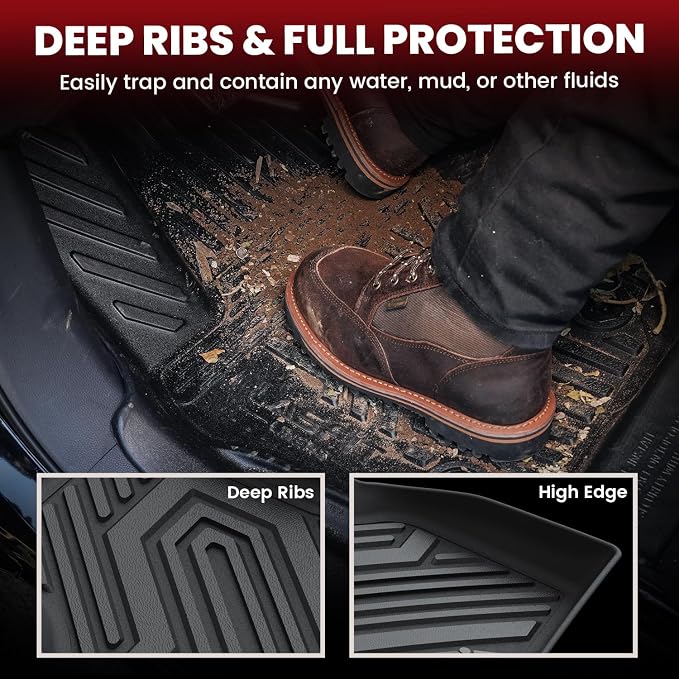 LASFIT Floor Mats for Ford Escape Gasoline 2020-2026(NOT for Hybrid Models) | Cargo Liner All Weather Protector TPE Custom Fit Car Floor Liners, 1st & 2nd Row & Trunk Set, 4PCS Black - Image 2