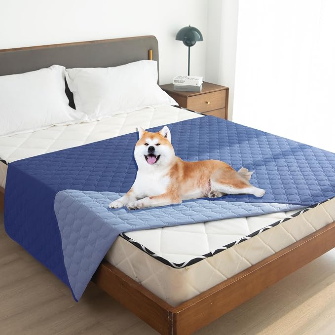 gogobunny 100% Double Sided Waterproof Dog Blanket Soft Pet Bed Cover Reversible Protect Furniture Couch Sofa Car for Puppy Large Dog Cat (Dark Navy/Light Navy, 52x82 Inch (Pack of 1)) - Image 7