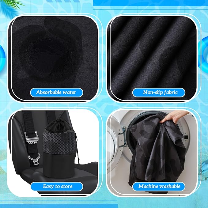 1 Pack Car Seat Towel Cover with Storage Bag, Black Leopard Print Style | 63 x 32 in Car Towel Seat Cover Non Slip Waterproof, Gym Workout Swimming Running, Machine Washable Sweat Absorbent Protector - Image 4