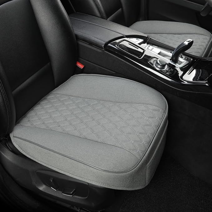 West Llama Linen Front Car Seat Cover Protector Anti-Slip Bottom Seat Cover Fits 95% of Vehicles,Wrapping Around The Bottom,Diamond Pattern(Gray-2Pcs) - Image 9