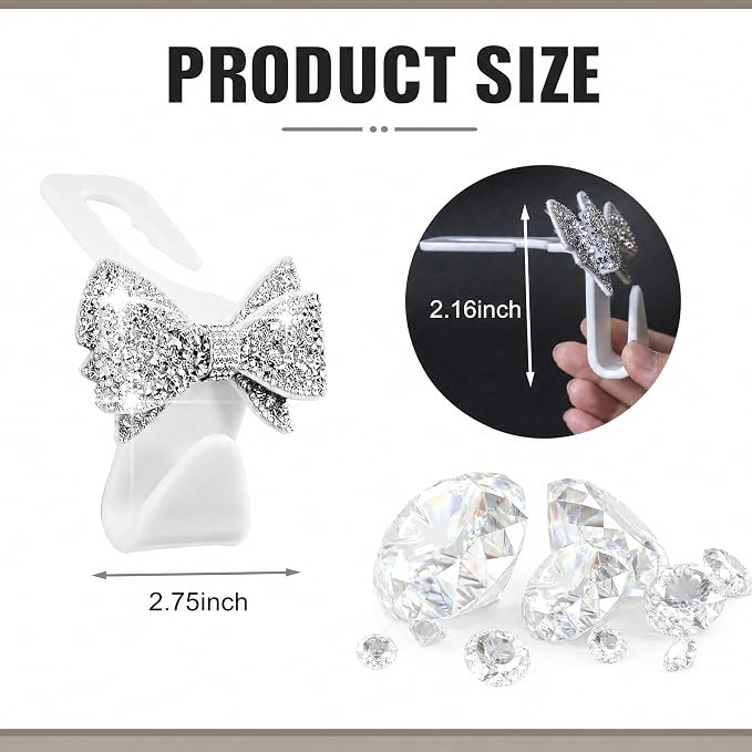 2-Pack Bling Car Seat Headrest Hooks, S Type Crystal Seat Back Hangers, Vehicle Seat Back Storage Hooks, Universal Car Rear Seat Organizer for Handbag, Purse, Coat, Grocery Bags (White) - Image 4