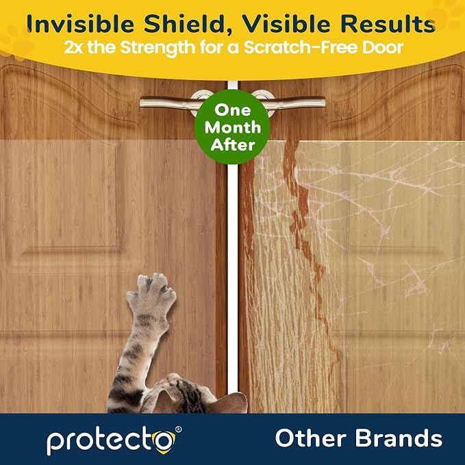 PROTECTO Door Protector from Dog Scratching w/Utility Knife - 2-Pack 60x8 | Door Scratch Protector for Dogs & Cats - Clear Dog Scratch Door Protector for Doors & Frames - No-Residue Door Guard - Image 2