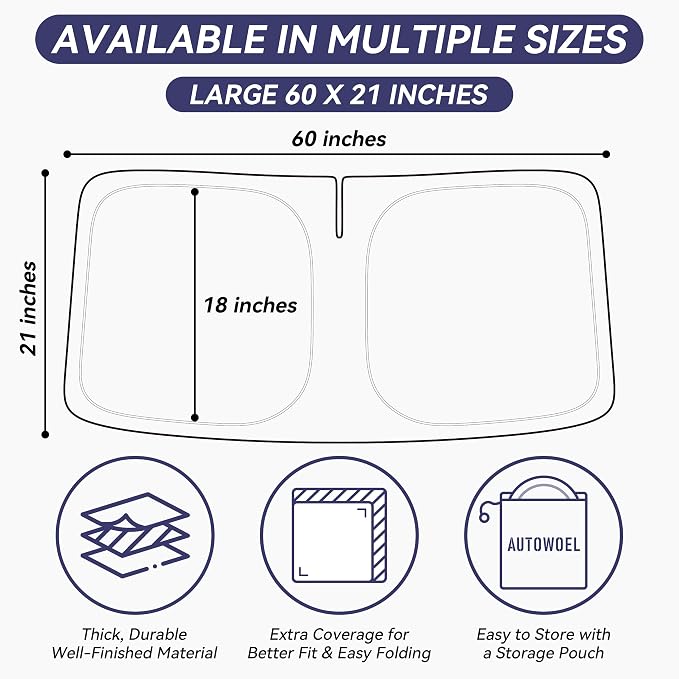 Cooling Windshield Sun Shade for Ford Bronco 2021-2026, 240T Beige, UPF 50+ | Heat-Insulating Fabric, 99% UV Protection and Heat Insulation, Foldable, Storage Bag Included, for Cars SUVs and Trucks - Image 9