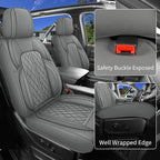 Car Seat Cover Custom Fit for Dodge Ram 1500 2500 3500 2002-2026 Faux Leather Seat Cover Set Compatible with Crew Quad Regular Cab Pickup Truck Cushions (Grey, Full Set, Curved Rear) - Image 3