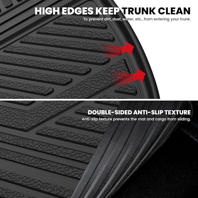 LASFIT Trunk Mat with Backrest Mat for Chevrolet Chevy Traverse 2009-2017 | Buick Enclave 2008-2017, All Weather TPE Custom Fit Cargo Mat Trunk Liner with Backrest Mat, Black - Image 3