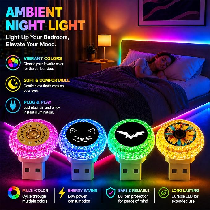 2 Pcs Butterfly USB LED Car Interior Atmosphere Lamp, Portable Multi-Color Mini LED Night Light Auto Lighting, Universal Vehicle Interior Decor Car Accessories Butterflies Gifts for Women Men - Image 4