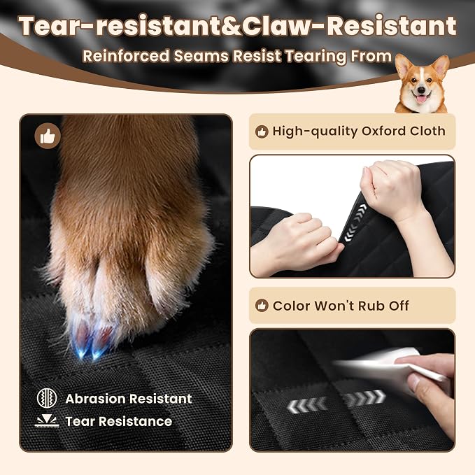 Heavy Duty Dog Front Seat Covers, Waterproof for Car/Truck/SUV/Jeep, 2 Pack | 900D Tear-resistant Front Seat Cover for Dogs, Full Side flaps, Non-slip, Universal Fit, Black, Easy to Install & Clean - Image 5