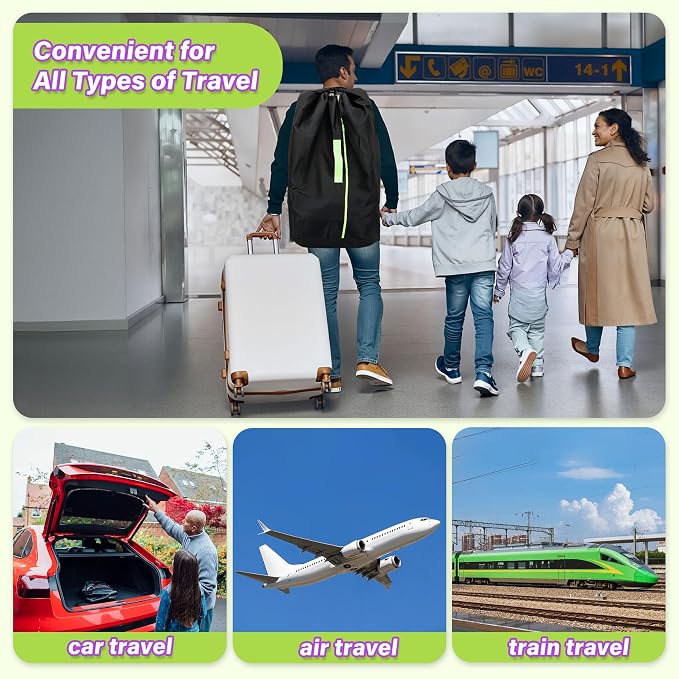 Saranna Car Seat Travel Bag for Airplane: Car Seat Bags for Air Travel Fit All Car Seats, Infant Carriers & Booster Seats,Large Car Seat Bags for Air Travel with Shoulder Straps and 2pcs Luggage Tags - Image 2