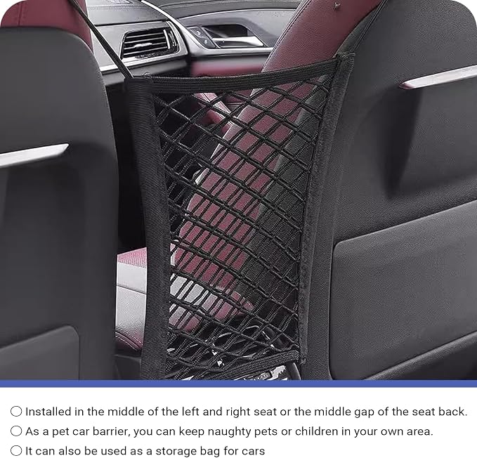 Car Pet Barrier Net, Double-layer Coarse Mesh Partition Between Front Seats, 11.4" x 10.2" Rear Seat Mesh Barrier with Storage, Universal for Most Cars, Trucks, SUVs (Black) - Image 5