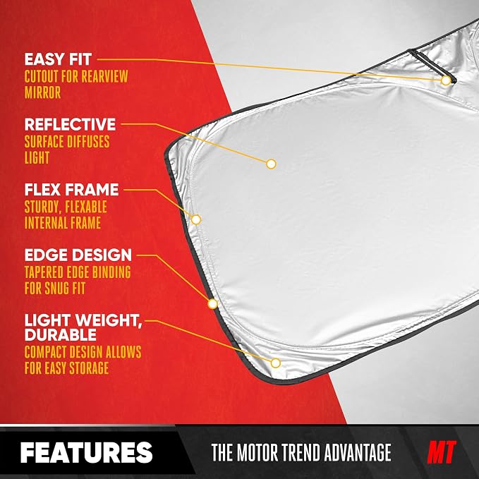 Motor Trend Custom Fit Toyota Tacoma Sun Shade for 2016-2023 2024 2025 & 2026 Toyota Tacoma Accessories Front Car Window Shades Sun Visor Cover - Windshield Sunshade for Automotive Interior Protection - Image 6