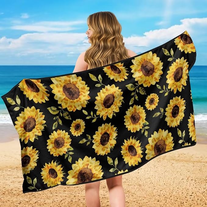 Sunflowers Car Seat Towel Cover Universal Auto Interior Seat Towel | Sunflower Print Car Interior Accessories Universal Non Slip Waterproof Sweat Protector with Storage Bag Yoga Beach Towel - Image 5