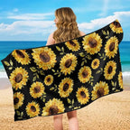 Sunflowers Car Seat Towel Cover Universal Auto Interior Seat Towel | Sunflower Print Car Interior Accessories Universal Non Slip Waterproof Sweat Protector with Storage Bag Yoga Beach Towel - Image 5