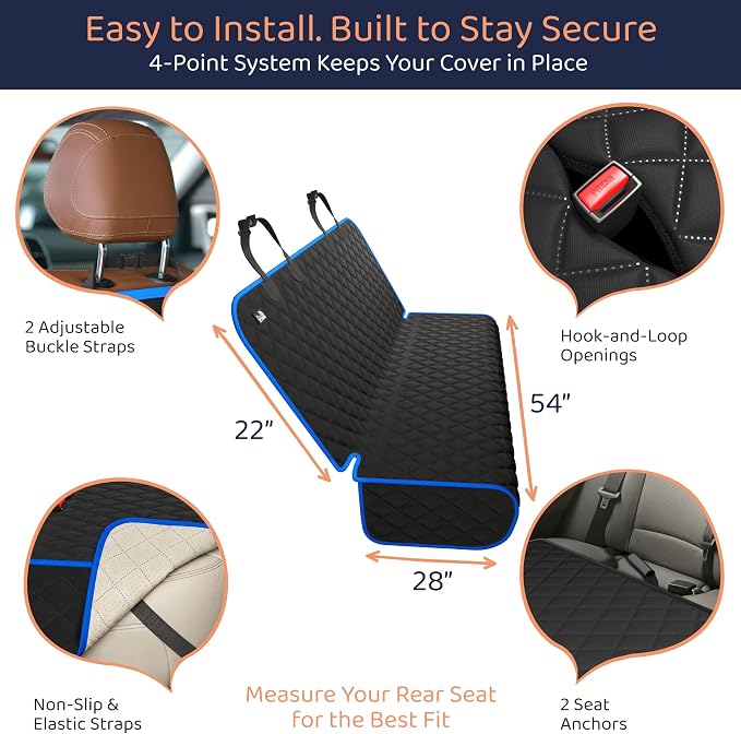 Bench Back Seat Cover for Dogs, Rear Dog Car Seat Covers for SUV & Truck | 100% Waterproof, Easy Install & Clean, Secure Non-Slip Fit, Scratch Protection, Universal Fit, Heavy-Duty Materials - Image 3