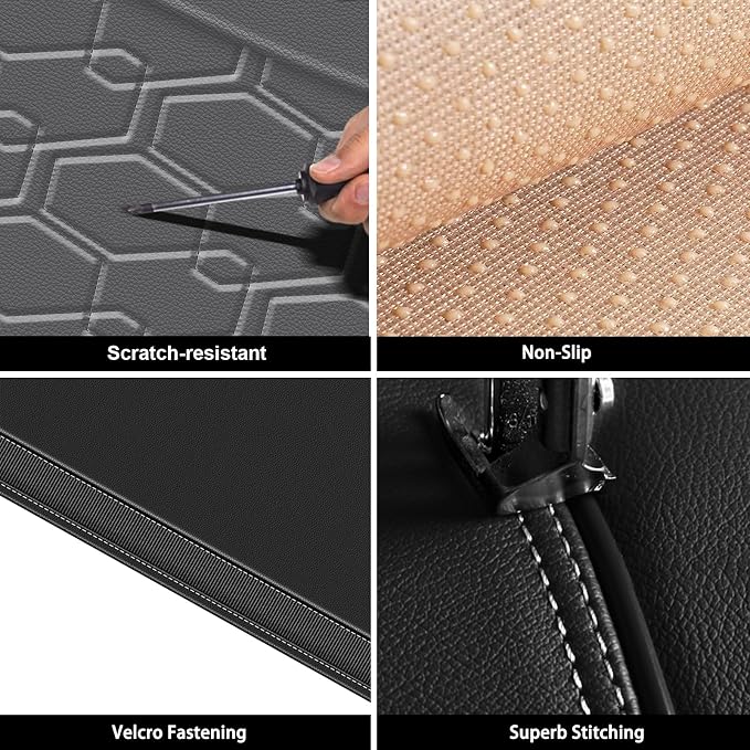 Car Seat Covers for Toyota Corolla 2014-2019 Full Set Faux Leather | Waterproof Breathable Scratch Resistant 360° Wrap Airbag Compatible Easy Clean (5 Seats,Black & Grey) - Image 6
