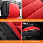MINGBRON Front Car Seat Covers, Leather Car Seat Covers, Fit for Most Cars SUV and Most Sedan Red - Image 5