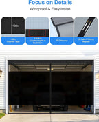 Privacy Garage Door Screen for Single Car Garage 8x7ft - Retractable Slide Track System, Heavy Duty PET Mesh with Blackout Privacy Panel, Magnetic Closure, Keeps Bugs Out, Fits Garage Opening 8 x 7 Ft - Image 6