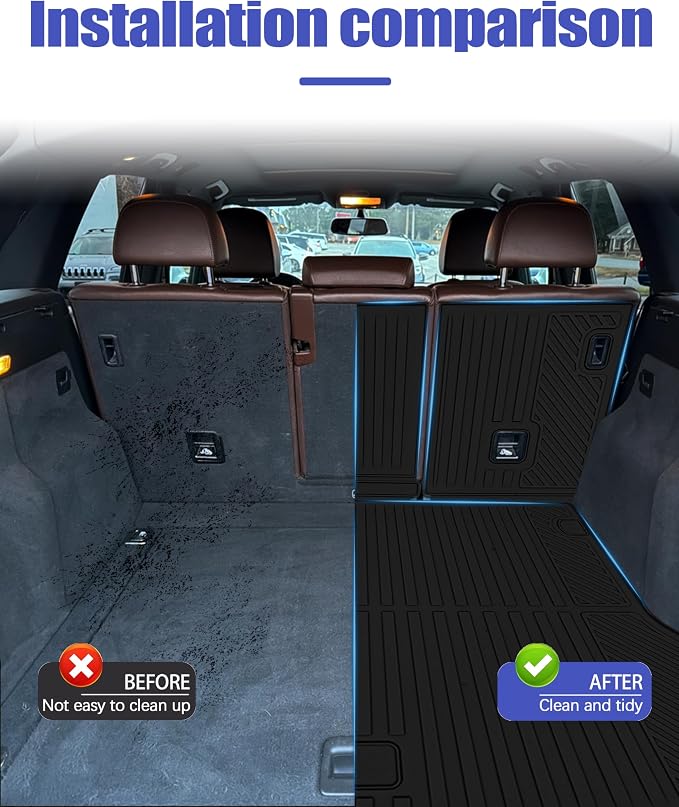 Cargo Liners Backrest Mat for Audi Q5 Accessories 2009-2017 with Hook&Loop Rear Trunk Mat Rear Seat Back Cover Protector All Weather Anti-Slip Split Dog Liner 4 PCS - Image 2
