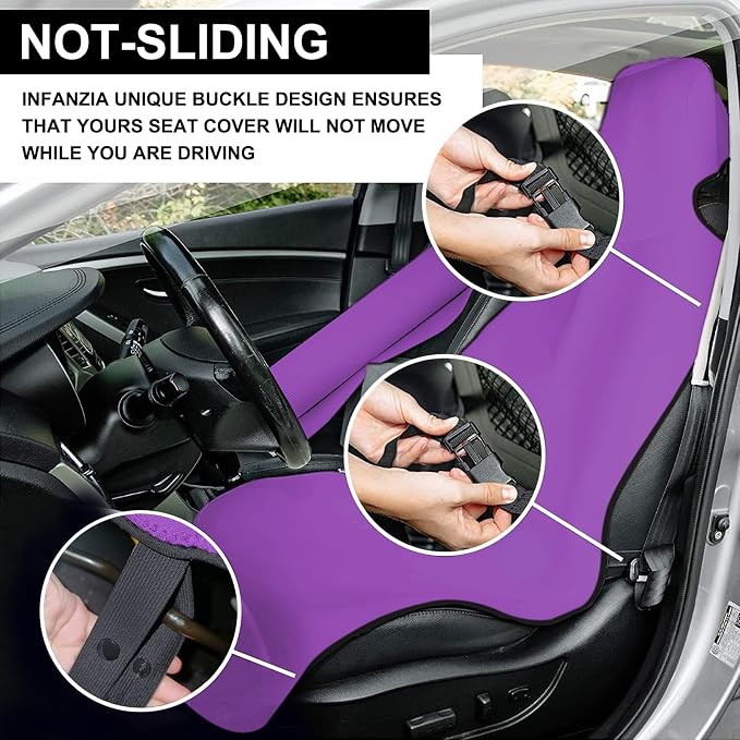Neoprene Waterproof Car Seat Cover, Purple 2pcs, Non-Slip | Car Seat Protector, Sweat-proof, Universal Fit SUV & Truck, Machine Washable, For Gym, Yoga, Pets, Workout, Beach, Swimming - Image 5