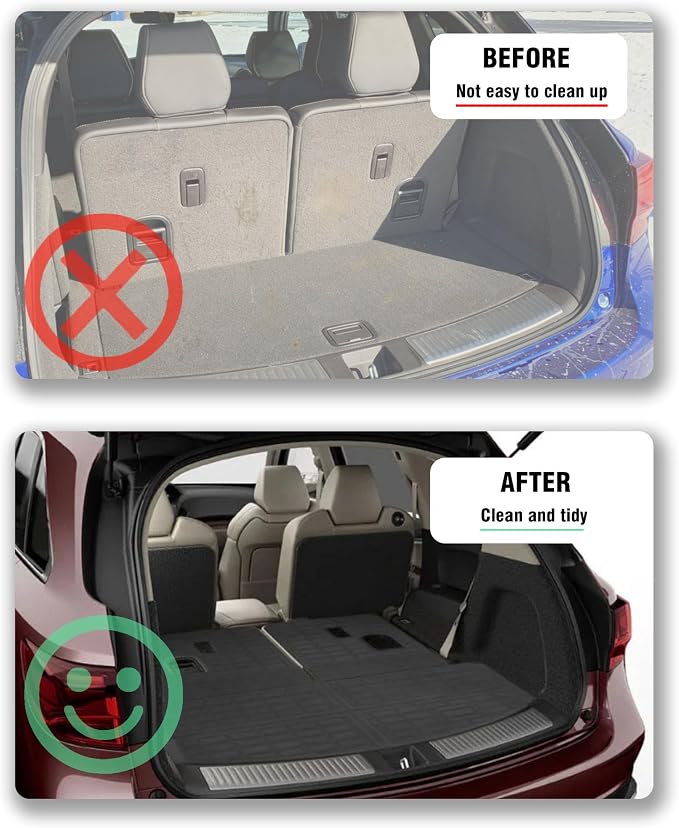 Cargo Liner Compatible with 2014-2021 Acura MDX Trunk Mat Cargo Mat Back Seat Cover Protector(Cargo Liner+Backrest Mats) - Image 3