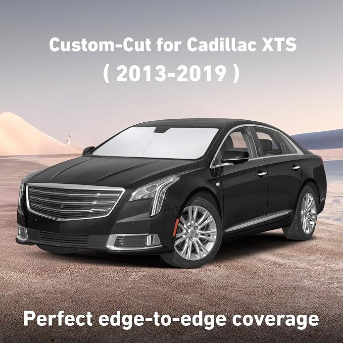 EcoNour Windshield Sunshade Compatible for Cadillac XTS 2013-2017 2018 2019 | Sun Visor for Front Windshield & Window Sun Shade Cover, UV Heat Blocker & Protector, Car Accessories - Image 2