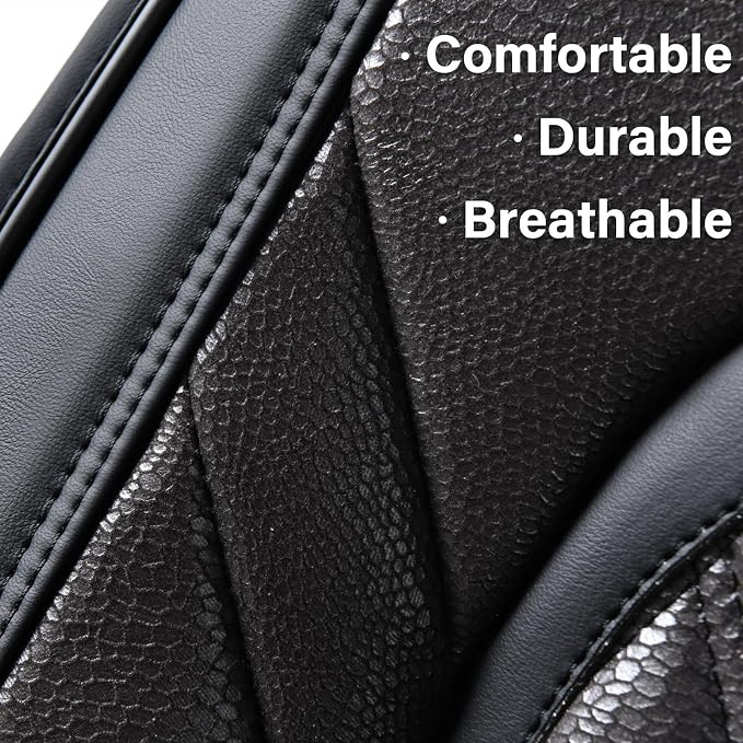 Coverado Car Seat Covers Front Seats, 2 Pack Waterproof Leather Seat Covers for Cars, Luxury Car Seat Protector, Anti-Slip Design Seat Cushions, Black Seat Covers Universal Fit for Most Cars - Image 8