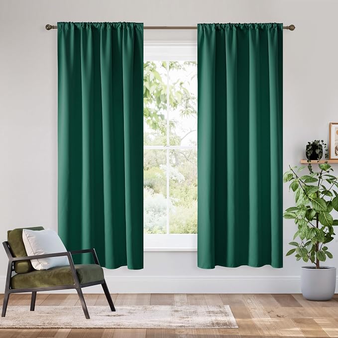 RYB HOME Bedroom Blackout Curtains 54 inches Long, 100% Blackout | Thermal Insulated, Noise Reducing, Curtains for Living Room Nursury, For Sleep, W42 x L54, Biscotti Beige by RYBHOME