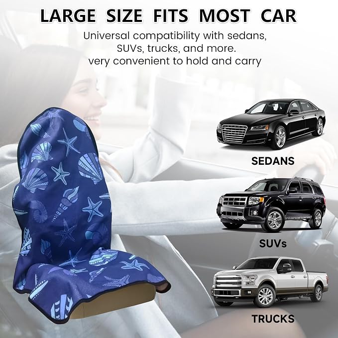 Car Seat Covers 2pcs Waterproof Towel Car Seat Cover Universal Fit for Most Trucks SUV Fitness Athletes Pets Gym and Water Sport，Conch Shells Starfish - Image 7