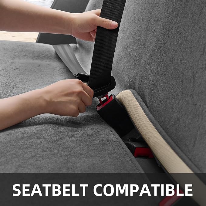 Waterproof Car Seat Cover Bench Grey Full Size Universal Fits Car Sweat Towel for Trucks SUV Van Rear Car Seat Protector Protector Cloth Seats Pack of 1 - Image 5