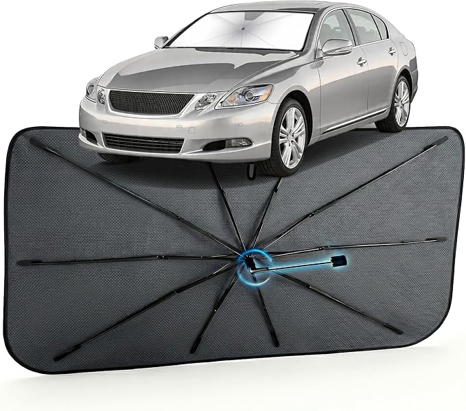 Car Windshield Sun Shade Umbrella for Lexus GS 2006-2011, 1:1 Fit Sunshade | [Reflective Coated Fabric] Car Shades Sun Visor Keep Car Cool and Protects Interior, Sunshade Umbrella for Front Window by MakeLifeBetter