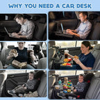 Car Back Seat Tray Table, Stable Foldable Auto Backseat Food Trays Desk for Rear Passenger Road Trip Eating & Work, Multifunctional Adjustable Travel Tray with Phone Drink Holder for Laptop iPad - Image 2