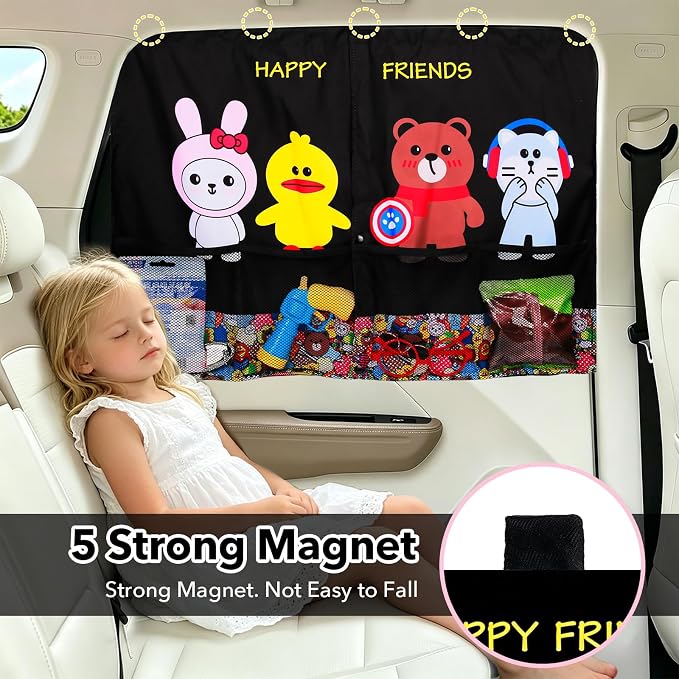 LEIWOOR 2-Pack Magnetic 2 Layers UV Protection Car Window Shades for Baby | Privacy full/half shade car back side window shades with net pocket, breathable heat block curtain for truck van sedan SUV - Image 2