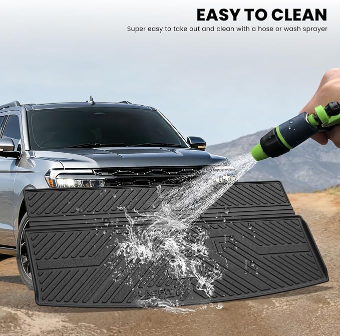 LASFIT Cargo Mat for Ford Expedition&Lincoln Navigator Standard 2018-2024 | Backrest Liner,Custom Fit All Weather Protector Split Design Easy Installation Trunk with Seatback Mat,4 pcs Black - Image 7