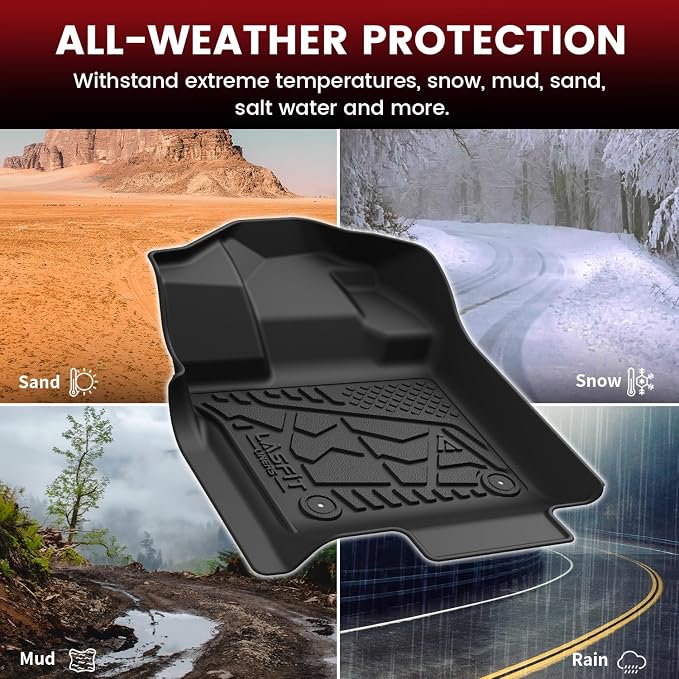 LASFIT Mats for Ford F150 2015-2026 Regular Cab, Carpet Floor, Bucket Seat | Custom Fit All Weather Portector TPE Waterproof Truck Liners for Ford F150 Standard Cab, Durable Easy Clean Anti-Slip - Image 8
