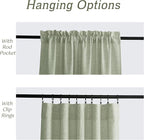 RYB HOME Linen Sheer Curtains 90 inches Long for Living Room | Breathable, Weave Textured, Rod Pocket, Semi Sheer, Sage Green, for Dining Room, W52 x L90, 2 Panels Set - Image 4