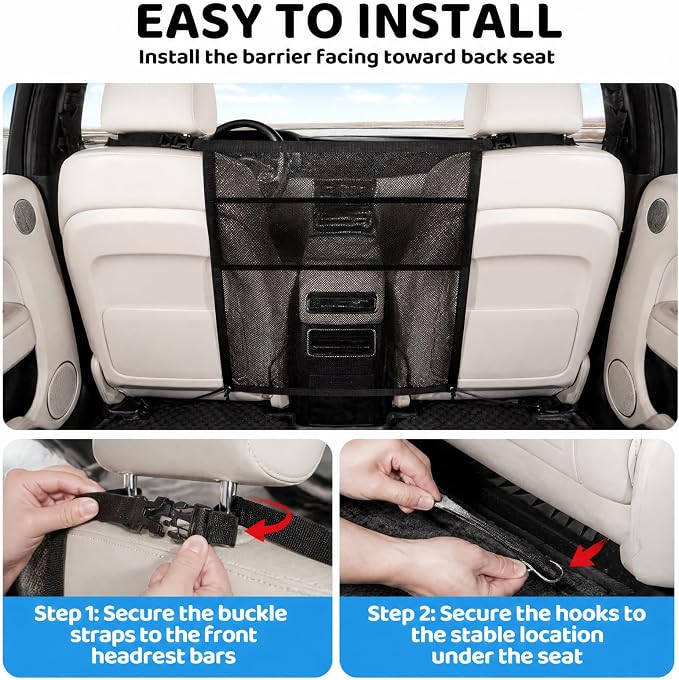 Dog Car Barrier for Car SUV Truck - Dog Net for Backseat Pet Divider Fit - Image 6