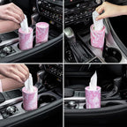 SINGARO Car Tissue Holder, 4 Pack Car Cup Holder Facial Tissues with Travel Tissue Bag, Quick and Convenient Flower Combination Car Tissue Box(4 Canisters/200 Tissues) Pink - Image 4