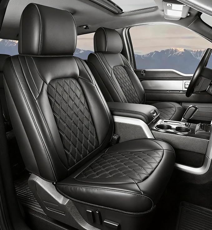 Seat Covers for Silverado/Sierra| Waterproof Leather Pickup Truck Custom Seatcovers Full Set for Chevy Silverado GMC Sierra 2014-2018 1500, 2015-2019 2500HD 3500HD Crew Double Extended Cab by Umbrauto