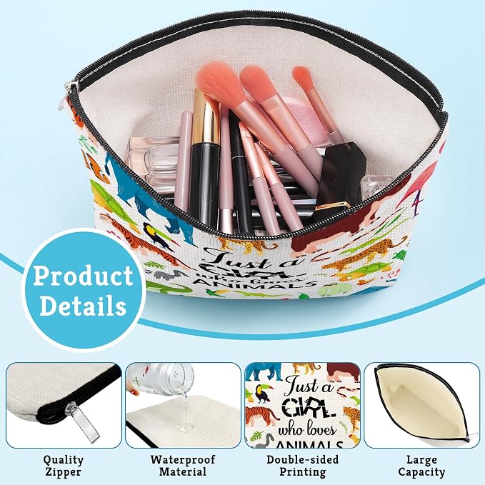 Animal Lovers Gifts for Women Makeup Bag Wildlife Animals Themed Gifts Ideas Birthday Graduation Gift for Her Animals Lover Daughter Sister Women Friends Travel Pouch Cosmetic Bag with Zipper - Image 5