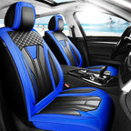 Fit Sienna Premium Leather Car Seat Covers for Toyota Sienna 2007-2025 2026 - Waterproof，Breathable，All-Weather Seat Cushion Protecto & Airbag Compatible, 2 Front Seat Blue&Black by Unknown